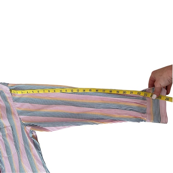 Bugatchi Uomo Men’s Dress Shirt Pink Blue Yellow Stripe Classic Fit Button Up XL - Picture 6 of 15